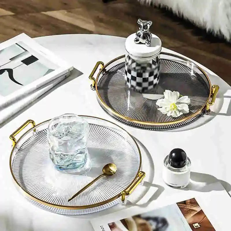 Bandeja de Armazenamento de Luxo com Alça Dourada
