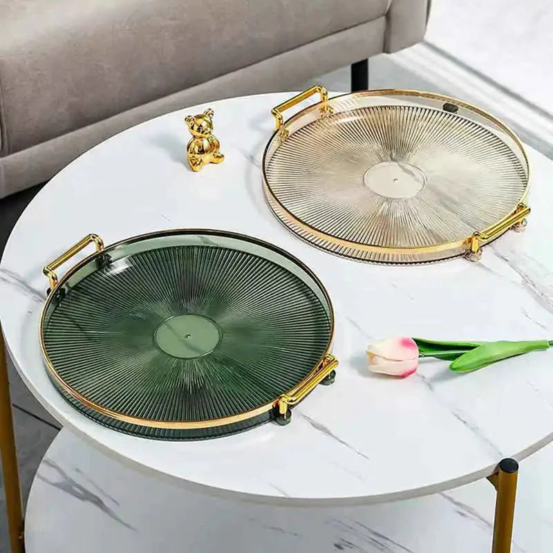 Bandeja de Armazenamento de Luxo com Alça Dourada