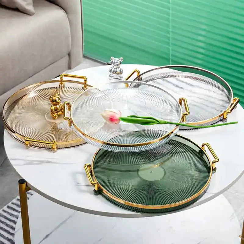 Bandeja de Armazenamento de Luxo com Alça Dourada