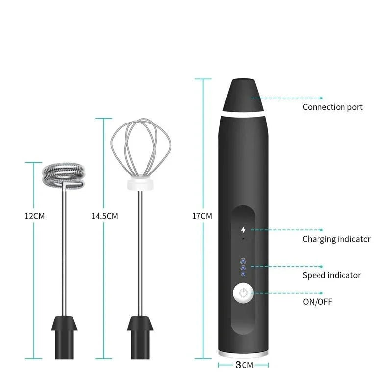 Batedor elétrico portátil para Leite, café, misturar alimentos
