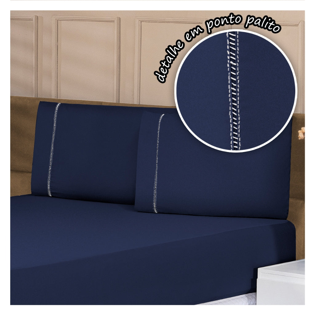 Jogo De Lençol 3 Peças Percal 400 Fios Ponto Palito