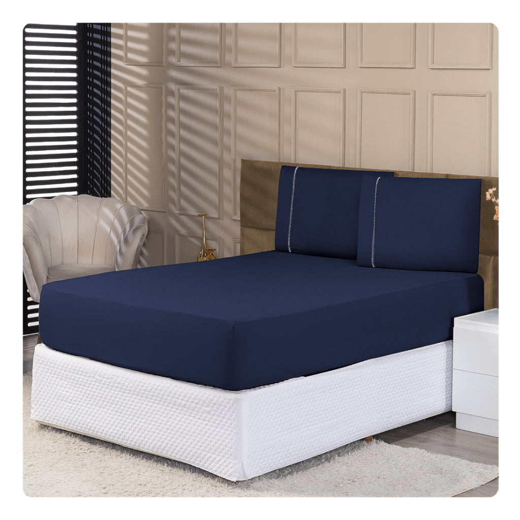 Jogo De Lençol 3 Peças Percal 400 Fios Ponto Palito