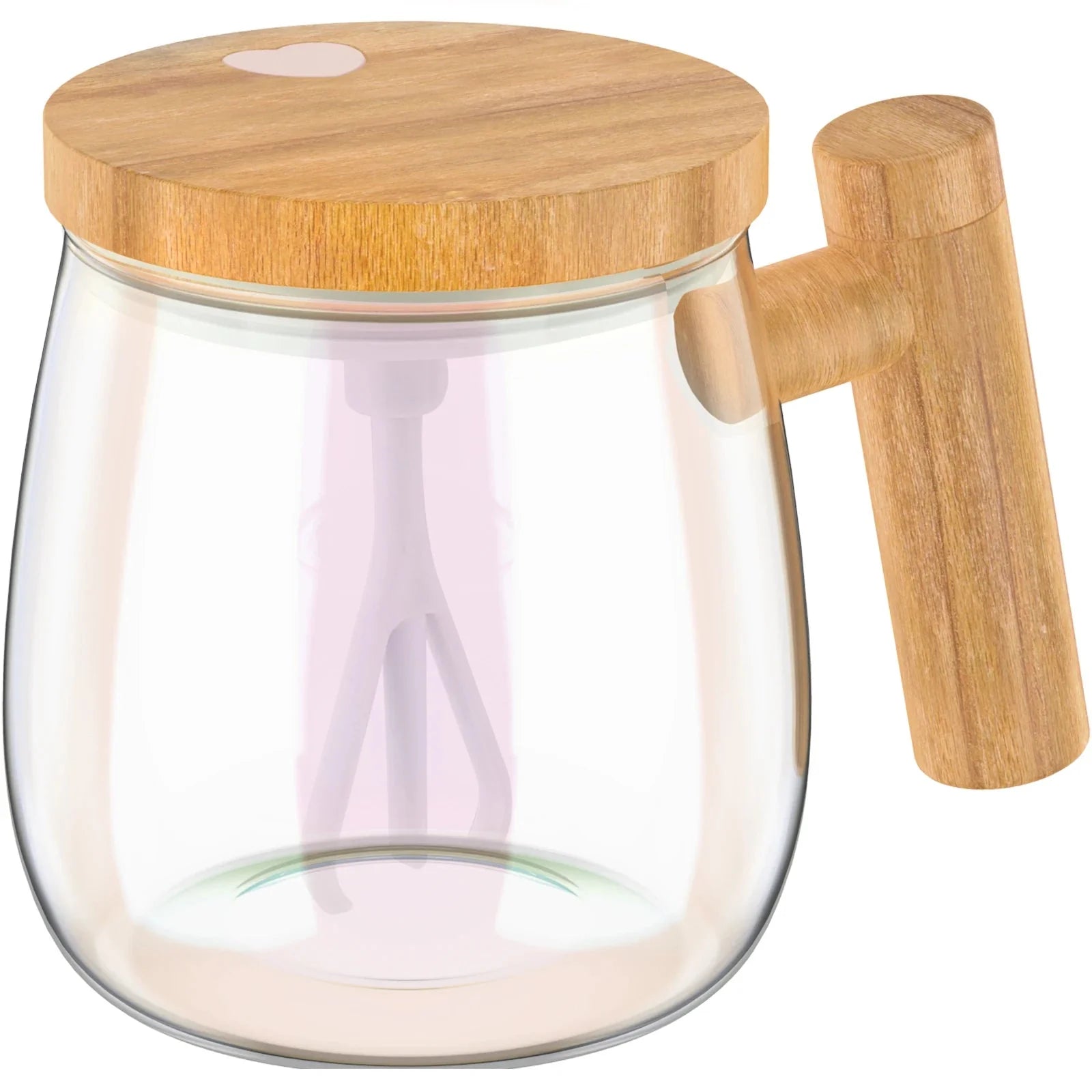 Caneca com Misturador Elétrico Automático para bebidas com tampa de bamboo