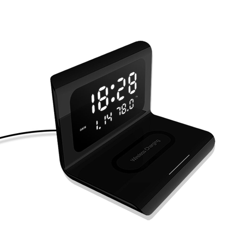 DigitalStation 4 em 1 Multifuncional - Carregador por Indução, Hora, Calendário e Temperatura
