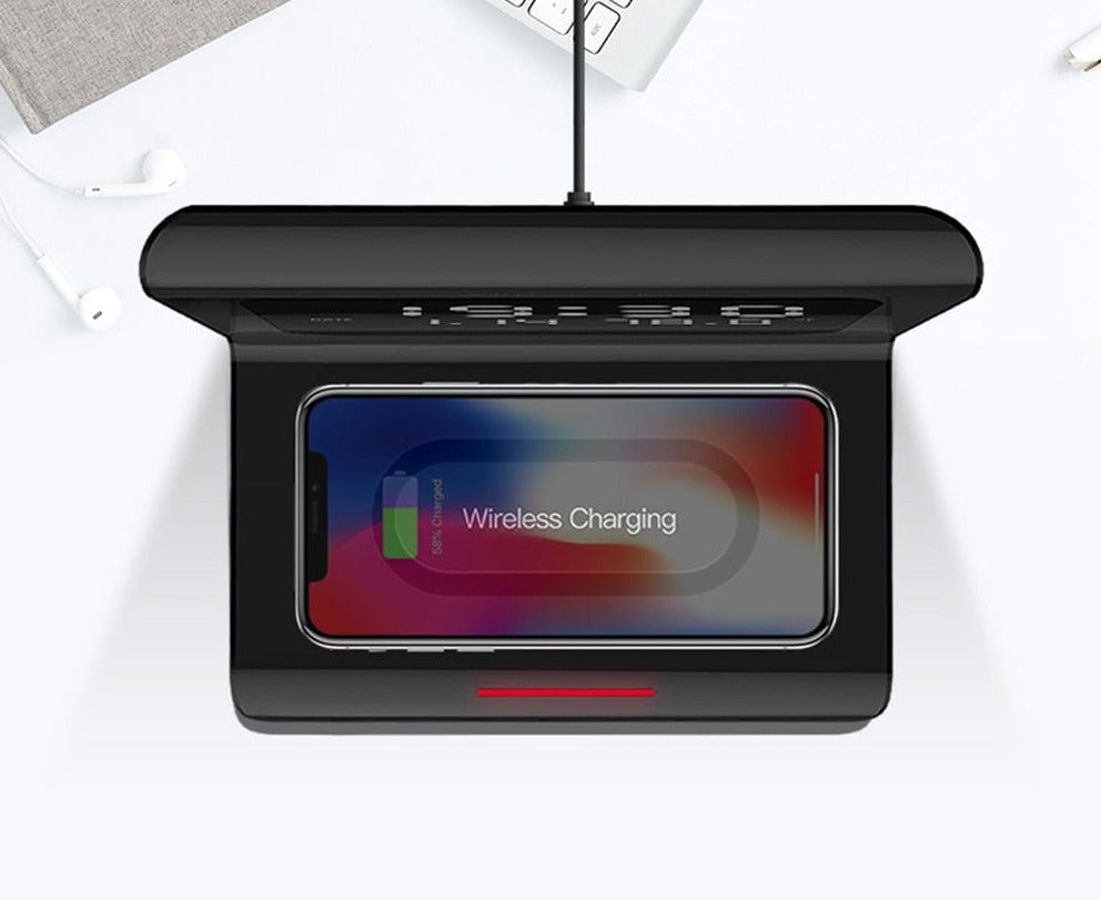 DigitalStation 4 em 1 Multifuncional - Carregador por Indução, Hora, Calendário e Temperatura