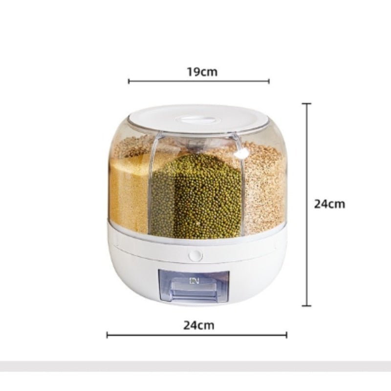 Dispenser Giratorio para Cereais e Grãos Alimentos com 6 Divisórias