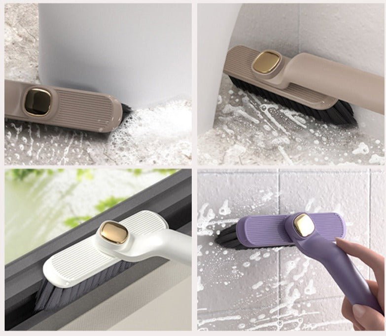 Escova rotativa multifuncional para limpeza de frestas com cerdas rígidas - 2 em 1