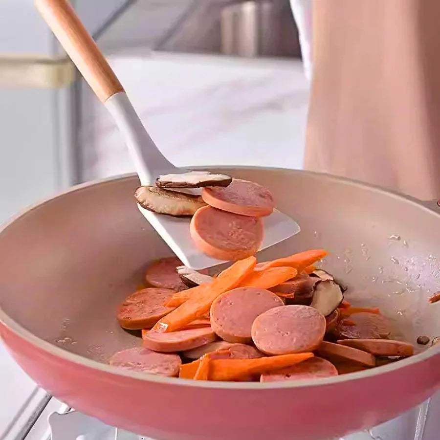 Kitchen Set Lux - Conjunto de Utensílios de Cozinha 19 Peças - Antiaderente com Cabos de Madeira