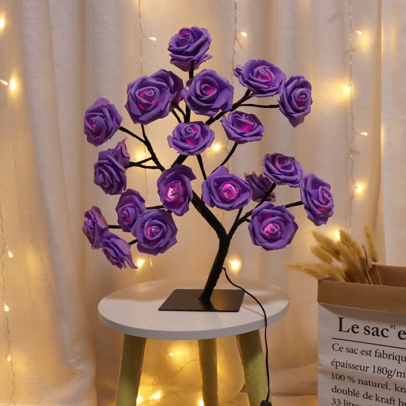 LED Rose Maria - Abajur LED em formato de Árvores com Rosas