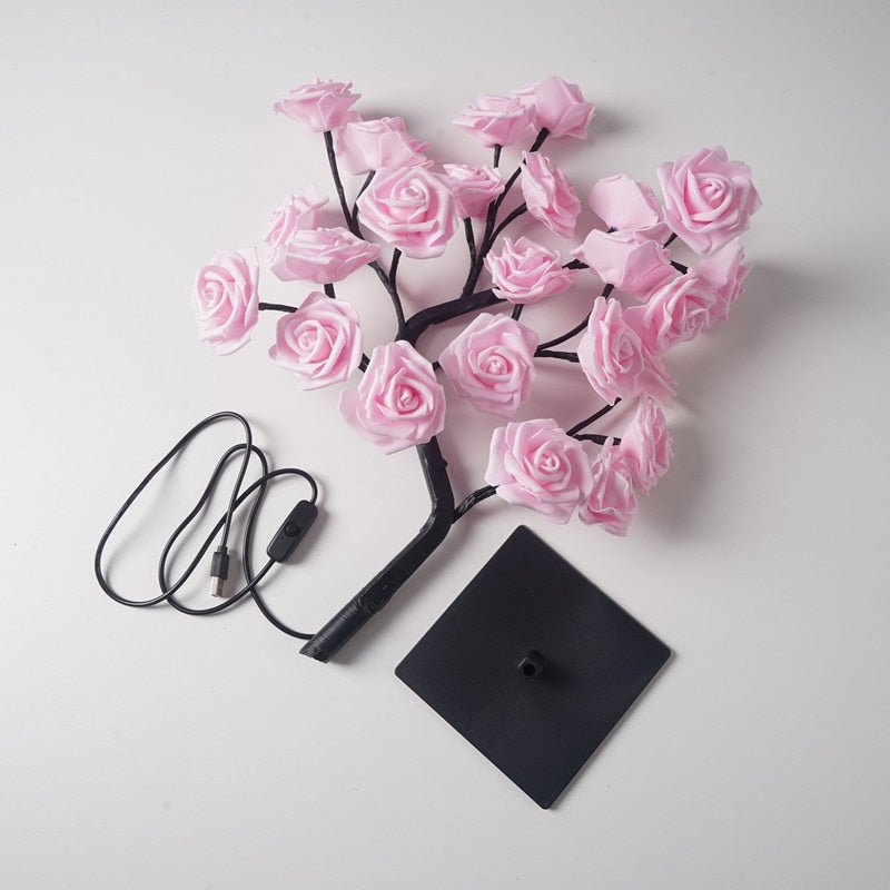 LED Rose Maria - Abajur LED em formato de Árvores com Rosas