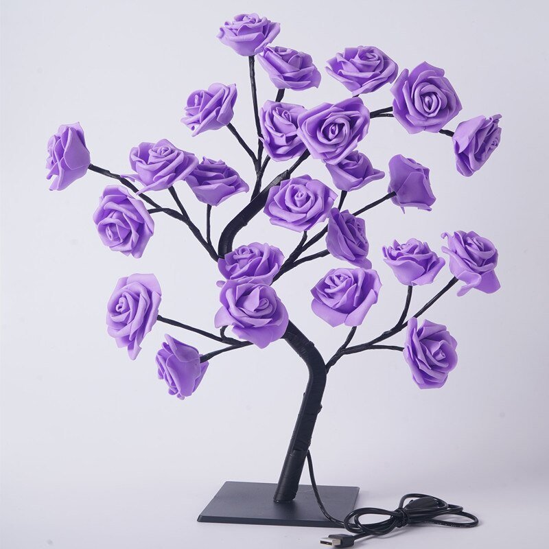 LED Rose Maria - Abajur LED em formato de Árvores com Rosas
