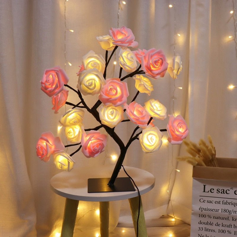 LED Rose Maria - Abajur LED em formato de Árvores com Rosas