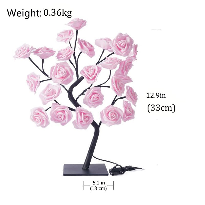 LED Rose Maria - Abajur LED em formato de Árvores com Rosas