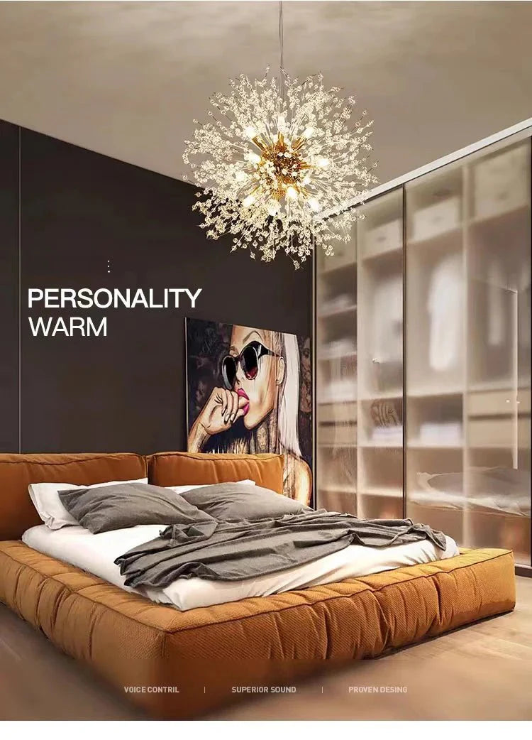 Luminária Pendente LED Artística Cristalina Modern Sky Star Fireball