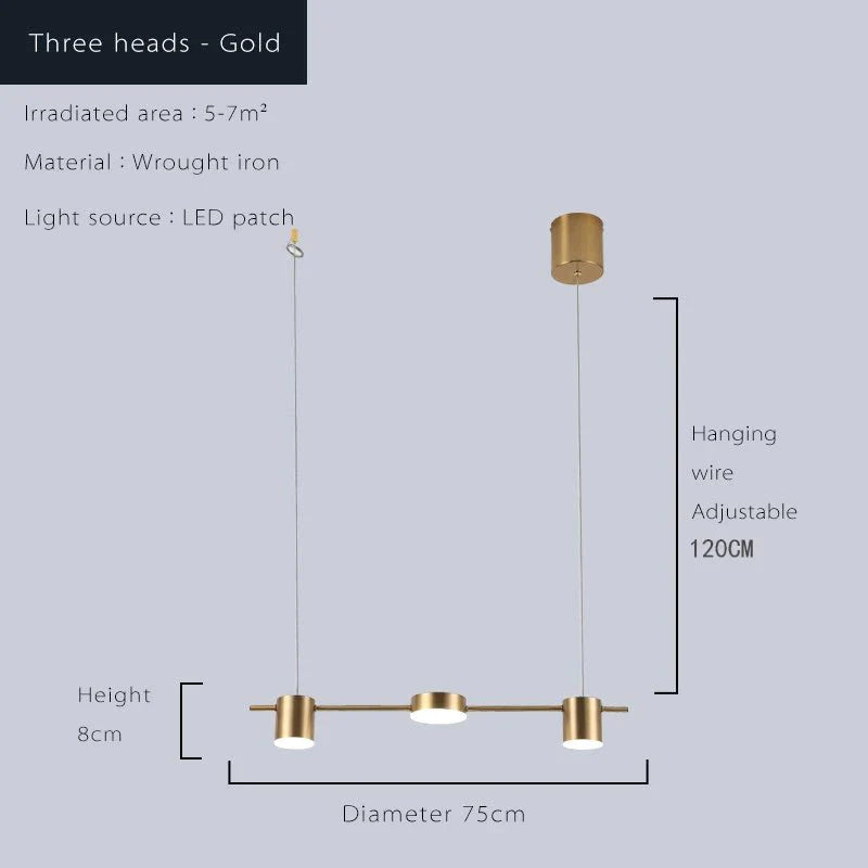 Lustre Pendente LED Moderno em Linha horizontal - 5 e 6 Leds