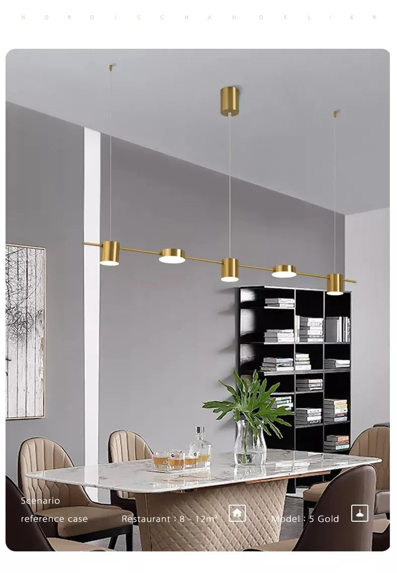 Lustre Pendente LED Moderno em Linha horizontal - 5 e 6 Leds