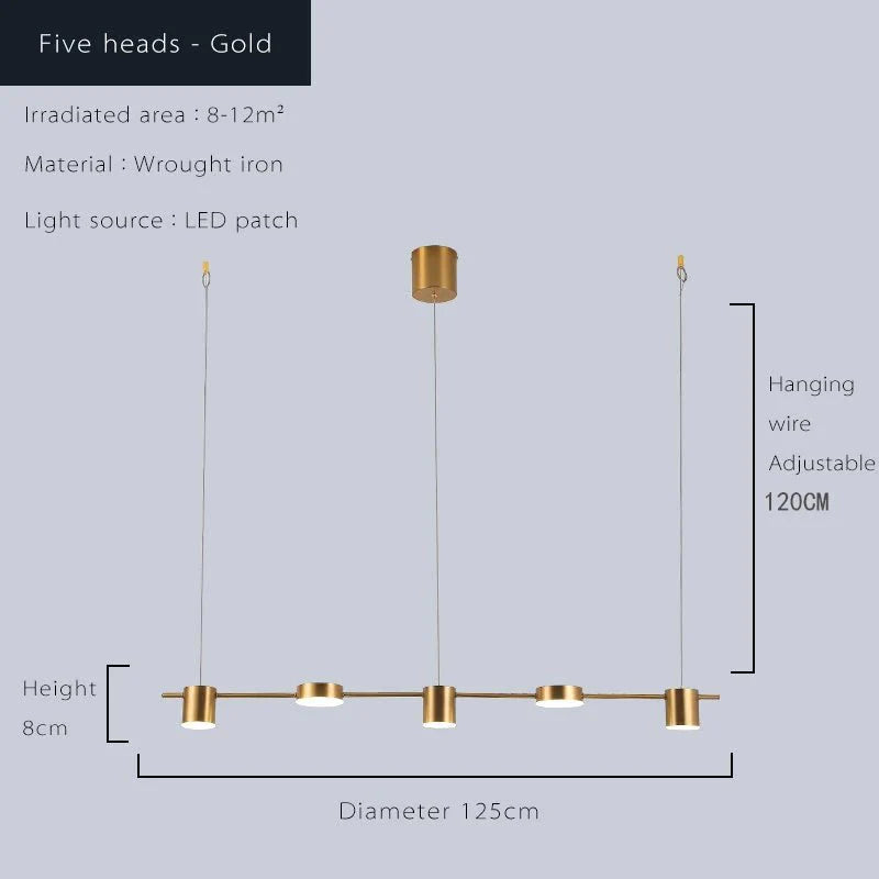Lustre Pendente LED Moderno em Linha horizontal - 5 e 6 Leds