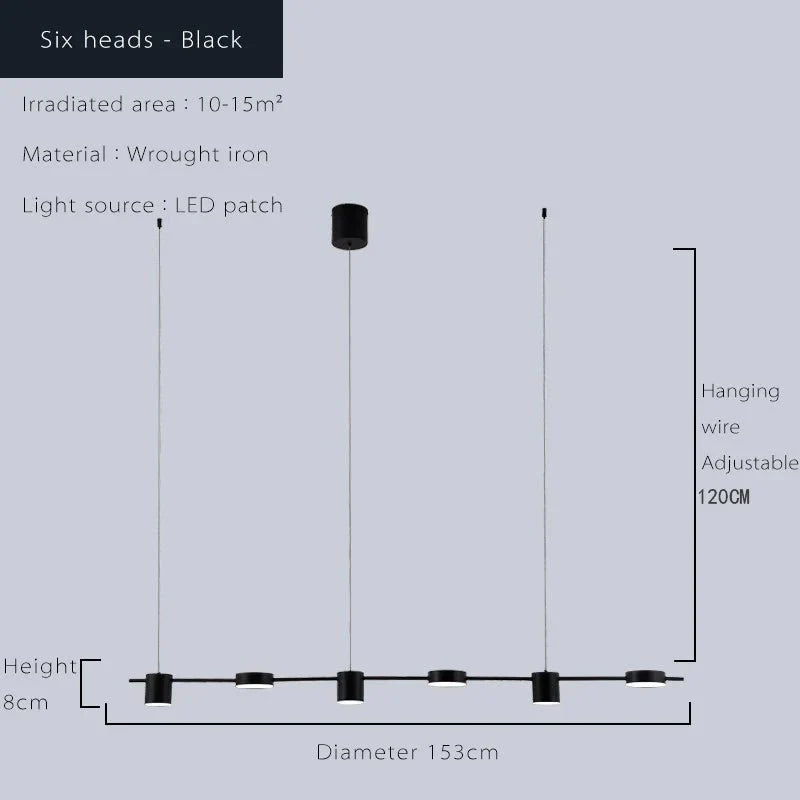 Lustre Pendente LED Moderno em Linha horizontal - 5 e 6 Leds