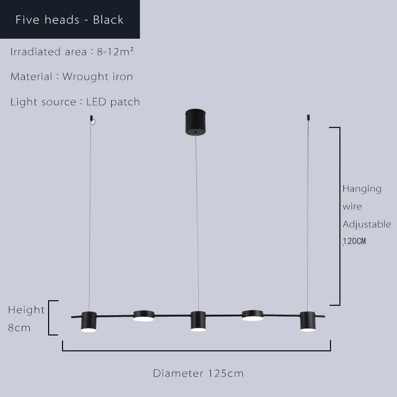 Lustre Pendente LED Moderno em Linha horizontal - 5 e 6 Leds