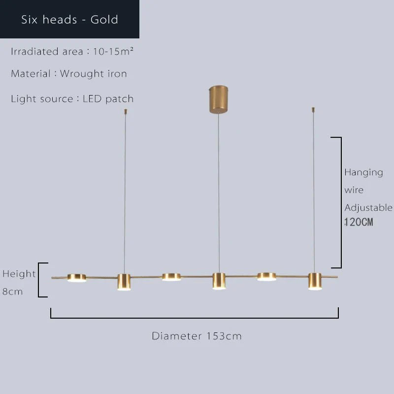 Lustre Pendente LED Moderno em Linha horizontal - 5 e 6 Leds