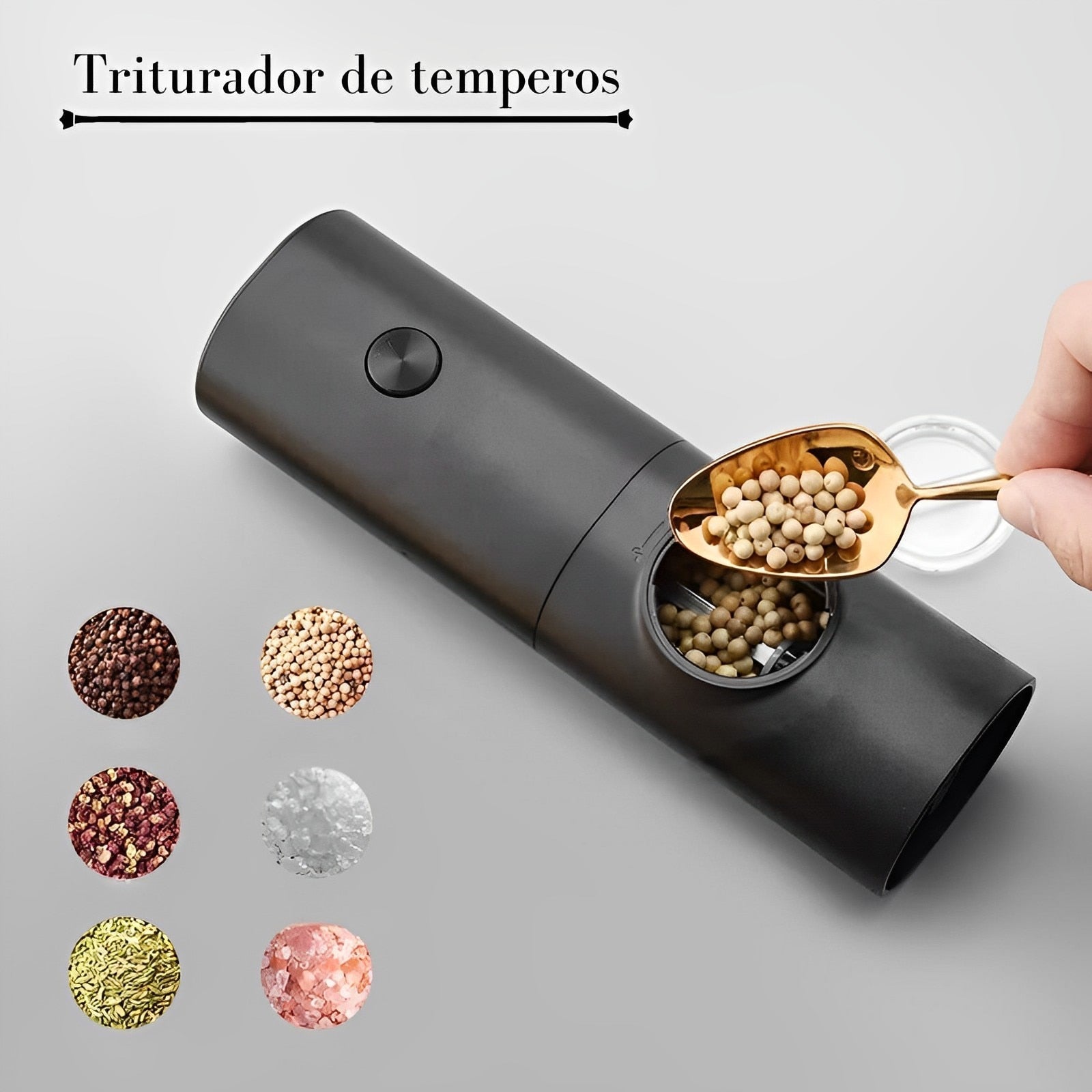 Moedor Elétrico Automático de Sal Pimenta Temperos com Ajuste de Moagem