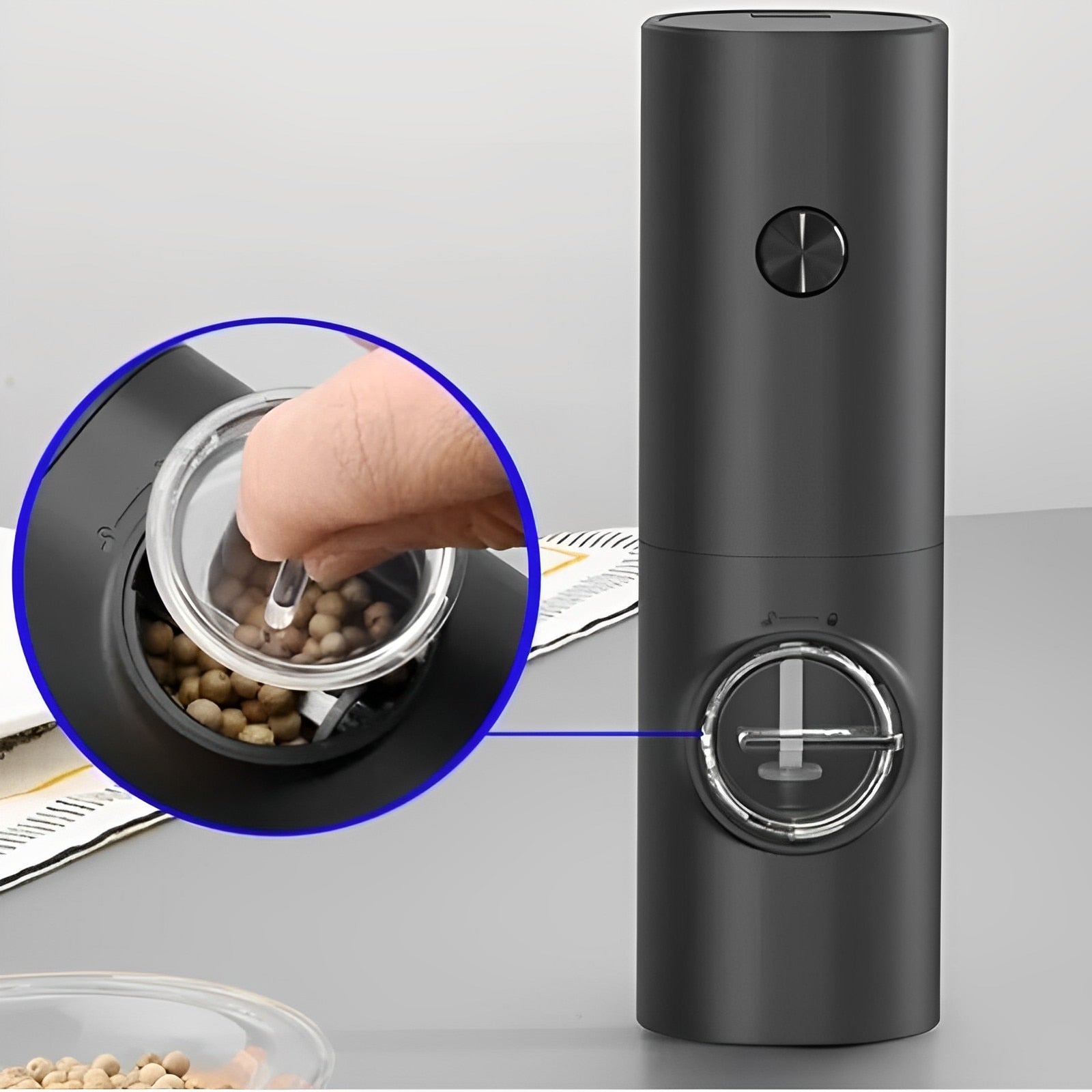 Moedor Elétrico Automático de Sal Pimenta Temperos com Ajuste de Moagem