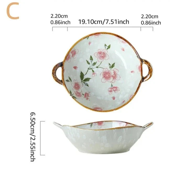 Tigela Doméstica em cerâmica, com alça para servir