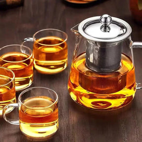 Bule de Vidro Resistente ao Calor com Infusor de Aço Inoxidável para Chá