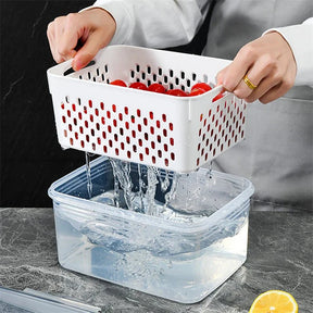 Caixa Organizadora para Geladeira com Cesta de Drenagem - Ideal para Frutas, Legumes e Despensa
