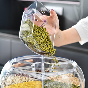 Dispenser Giratorio para Cereais e Grãos Alimentos com 6 Divisórias