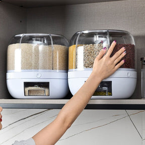 Dispenser Giratorio para Cereais e Grãos Alimentos com 6 Divisórias