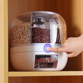 Dispenser Giratorio para Cereais e Grãos Alimentos com 6 Divisórias