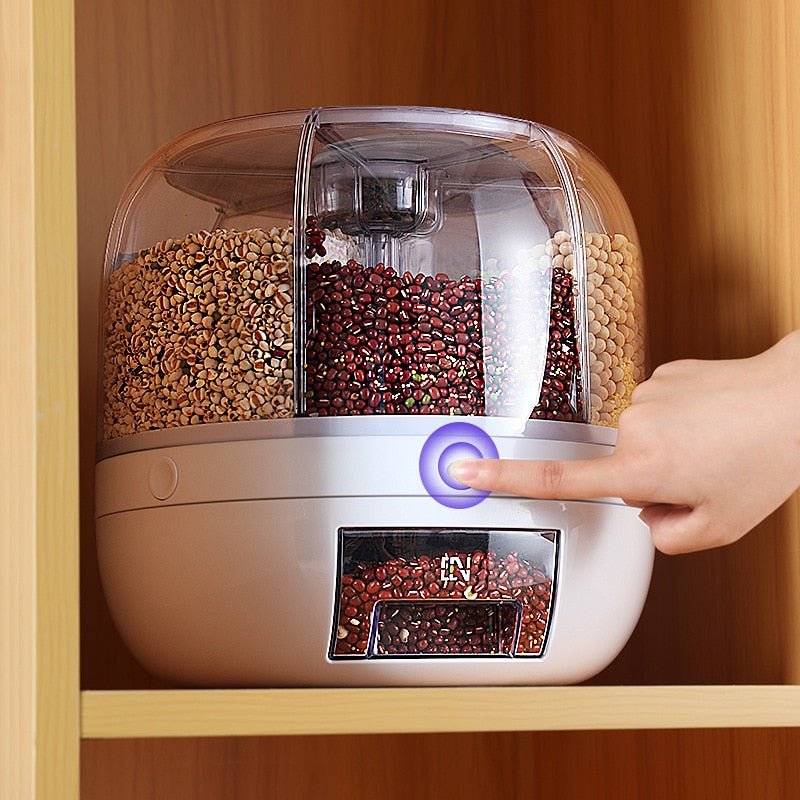 Dispenser Giratorio para Cereais e Grãos Alimentos com 6 Divisórias