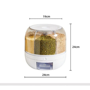Dispenser Giratorio para Cereais e Grãos Alimentos com 6 Divisórias