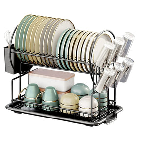 Escorredor de Pratos com Porta-Talheres e Utensílios para Cozinha