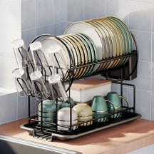 Escorredor de Pratos com Porta-Talheres e Utensílios para Cozinha