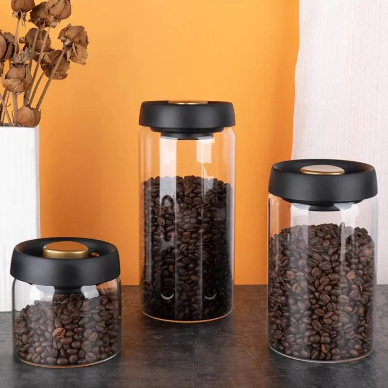 Frasco de Vidro para Café com Vedação a Vácuo