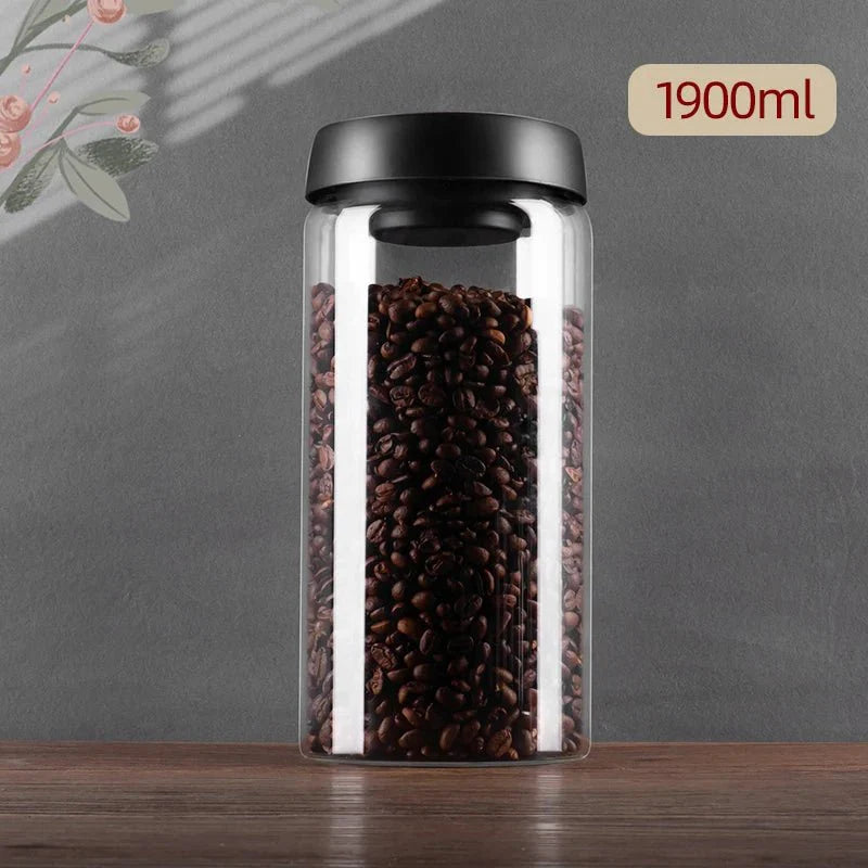 Frasco de Vidro para Café com Vedação a Vácuo