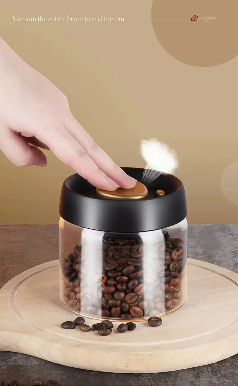 Frasco de Vidro para Café com Vedação a Vácuo