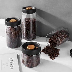 Frasco de Vidro para Café com Vedação a Vácuo