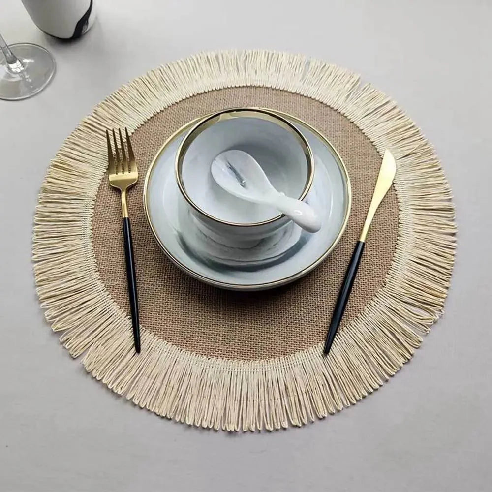 Kit com 4 Sousplasts trançadas em Linho