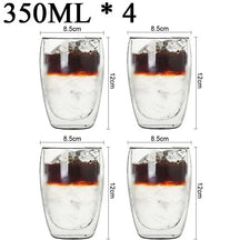 Kit com 4x Copos Criativos com Parede Dupla de Vidro Borosilicato - Resistentes ao Calor para Chá, Leite, Café, Água