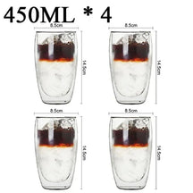 Kit com 4x Copos Criativos com Parede Dupla de Vidro Borosilicato - Resistentes ao Calor para Chá, Leite, Café, Água
