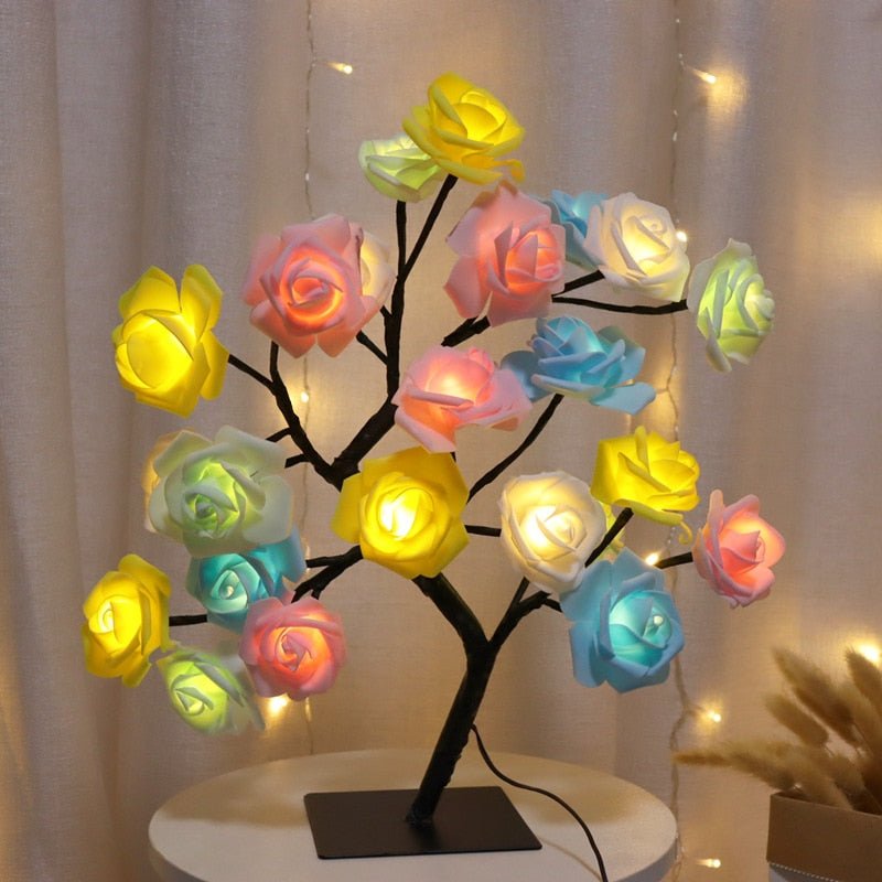 LED Rose Maria - Abajur LED em formato de Árvores com Rosas