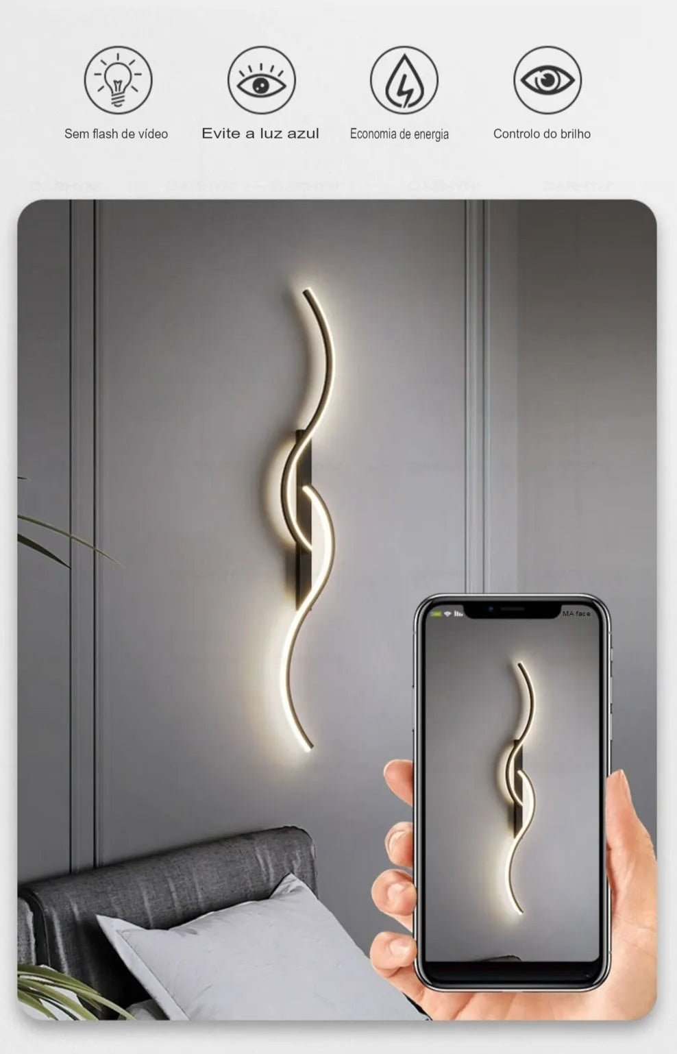 Luminária LED de Parede Moderna - Luz LED Minimalista para Quarto, Cabeceira, Luminárias de Parede