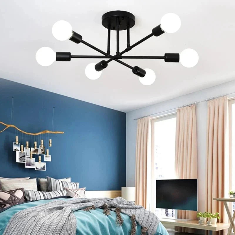 Luminária Lustre Led Pendente Minimalista Nórdica com 6 Lâmpadas