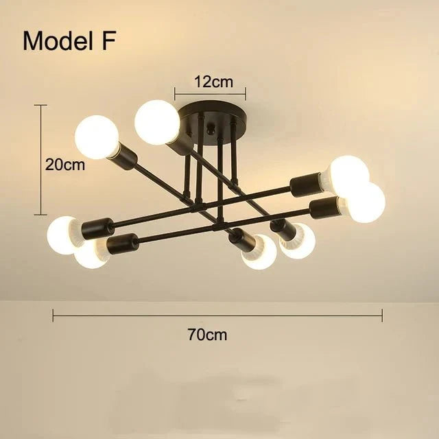 Luminária Lustre Led Pendente Minimalista Nórdica com 6 Lâmpadas