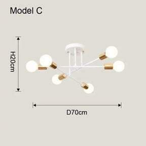 Luminária Lustre Led Pendente Minimalista Nórdica com 6 Lâmpadas