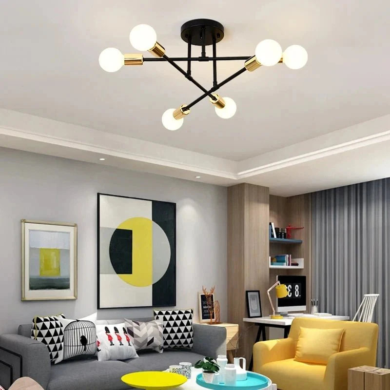 Luminária Lustre Led Pendente Minimalista Nórdica com 6 Lâmpadas
