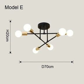 Luminária Lustre Led Pendente Minimalista Nórdica com 6 Lâmpadas